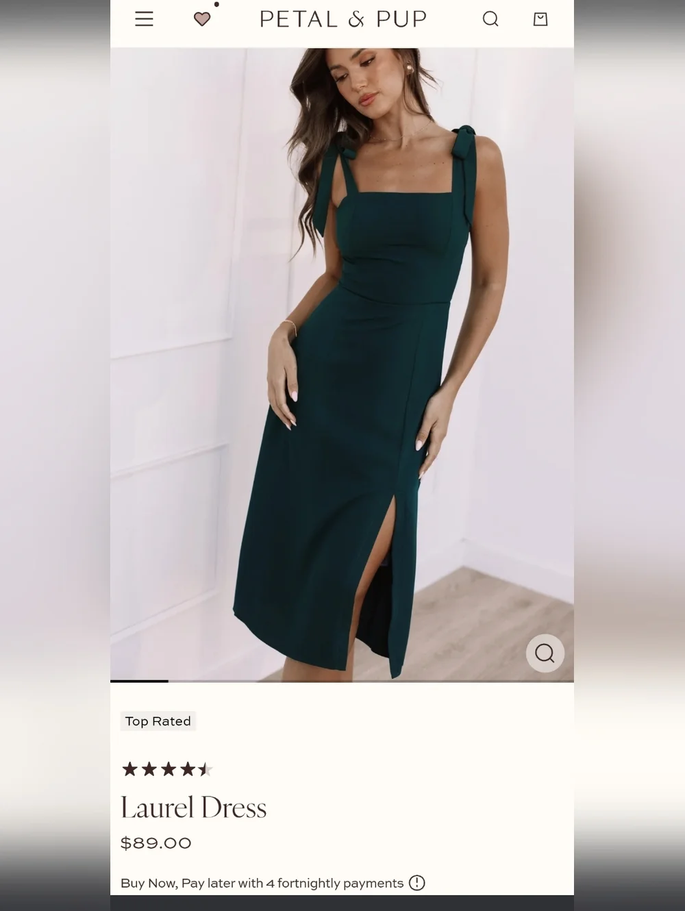 NWT Petal & Pup Emerald Satin Midi Dress Size 2 Slit Wedding Guest Spring Formal - Picture 1 of 4